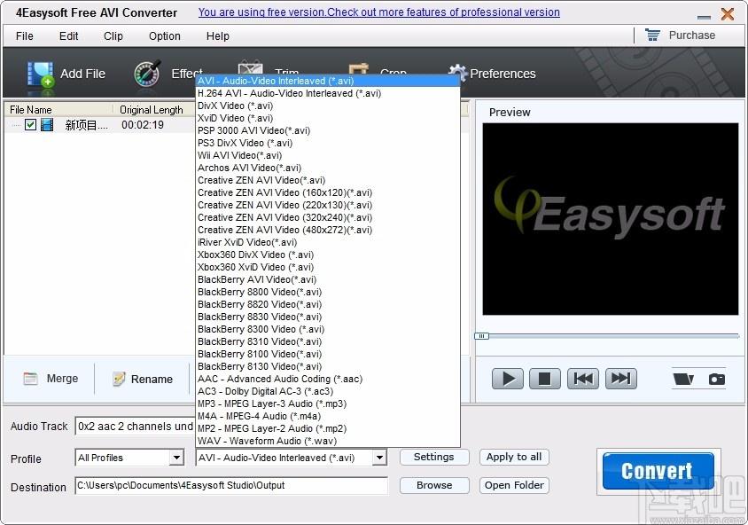 4Easysoft Free AVI Converter下载,AVI视频格式转换器
